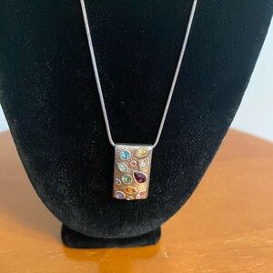 Brighton Silver Necklace with Multicolor Pendant